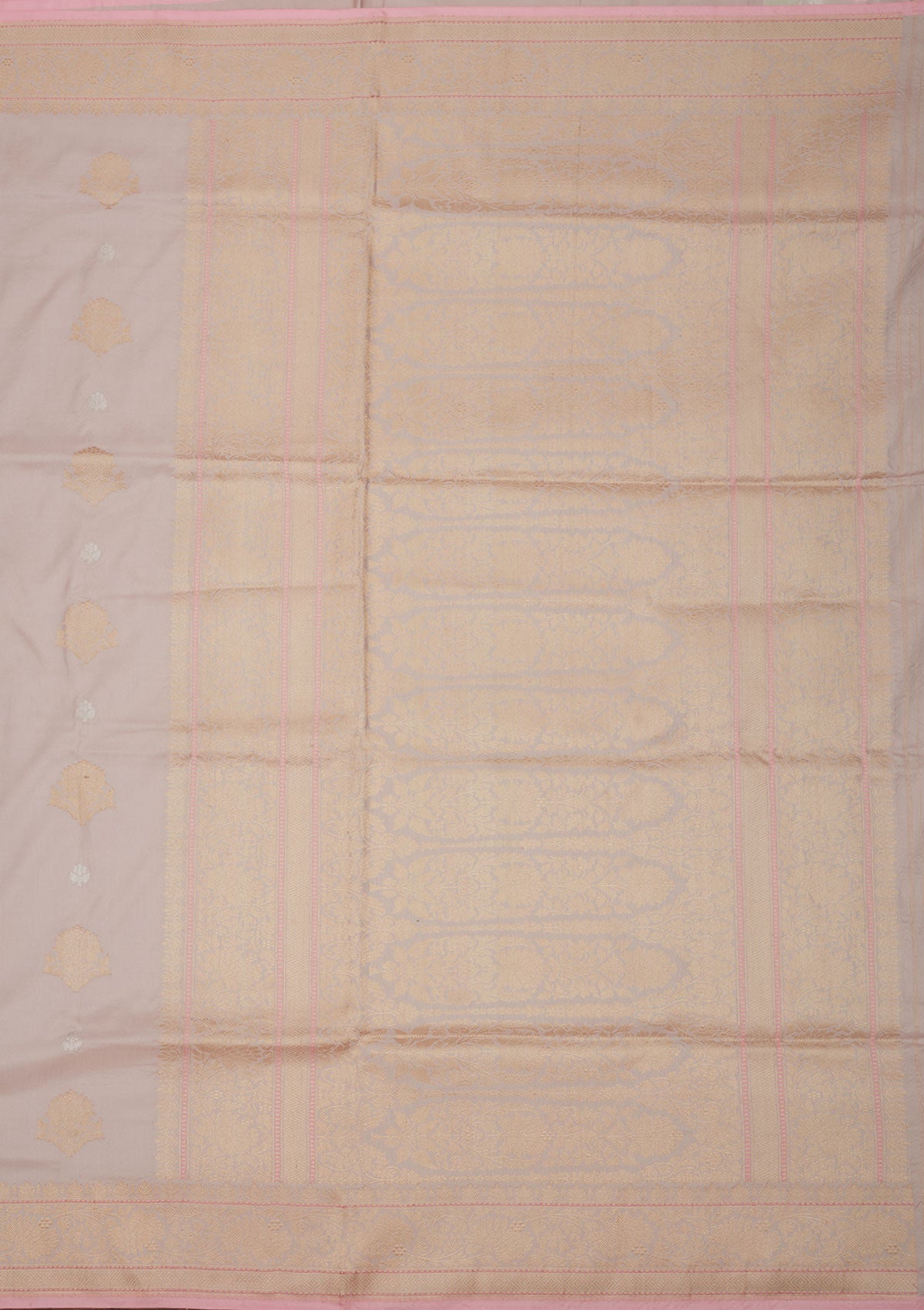 Baby Pink Zariwork Pure Silk Saree-Koskii