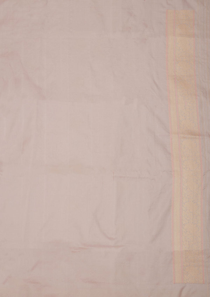 Baby Pink Zariwork Pure Silk Saree-Koskii