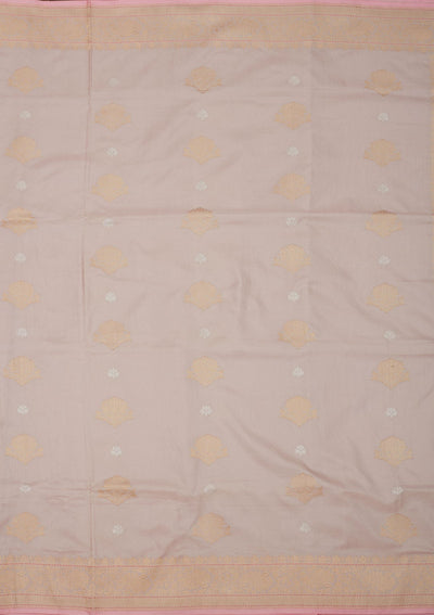 Baby Pink Zariwork Pure Silk Saree-Koskii