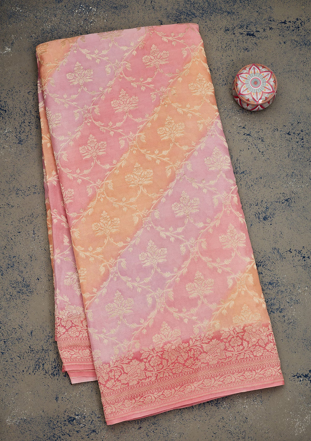 Baby Pink Zariwork Pure Silk Saree-Koskii