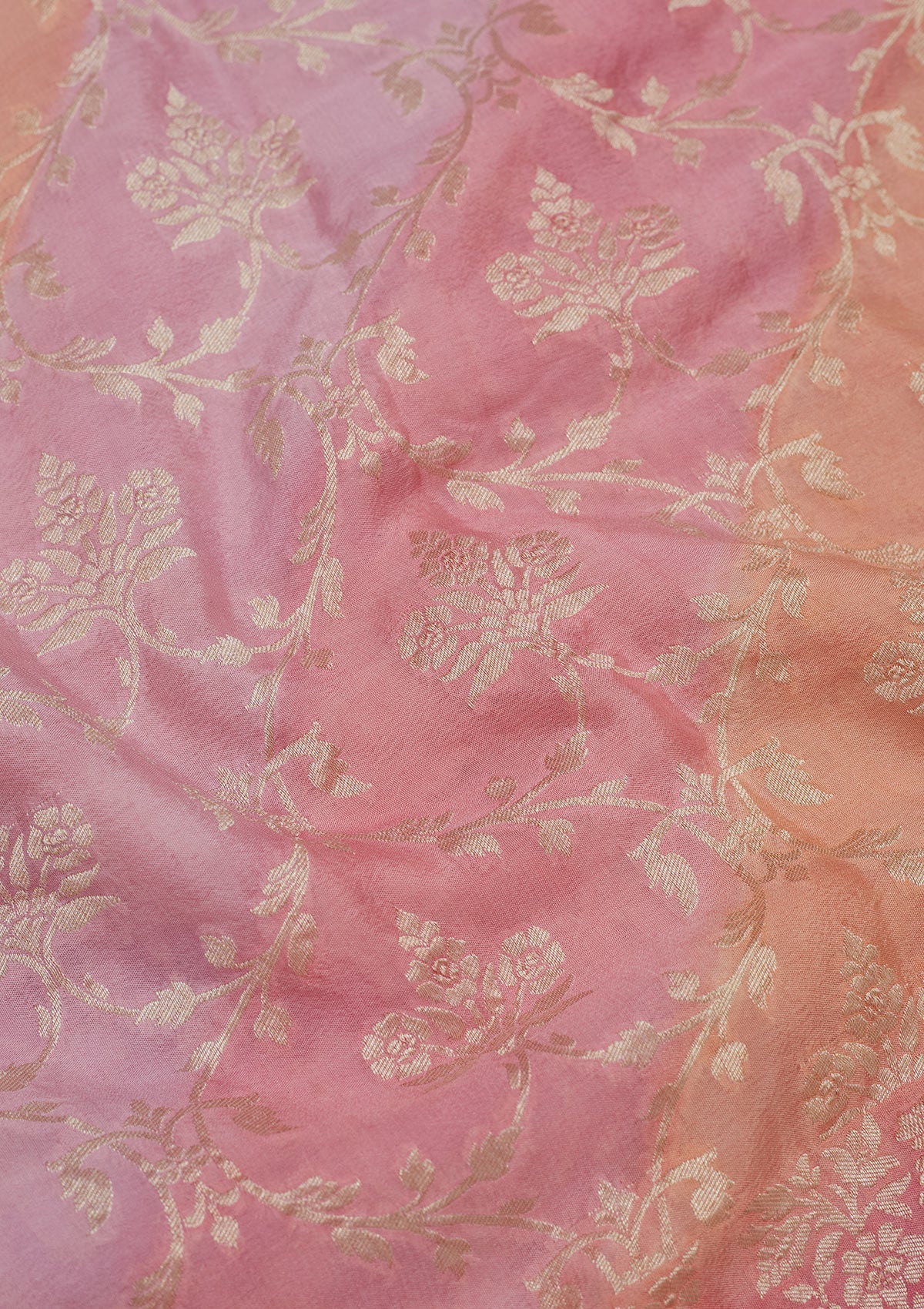 Baby Pink Zariwork Pure Silk Saree-Koskii