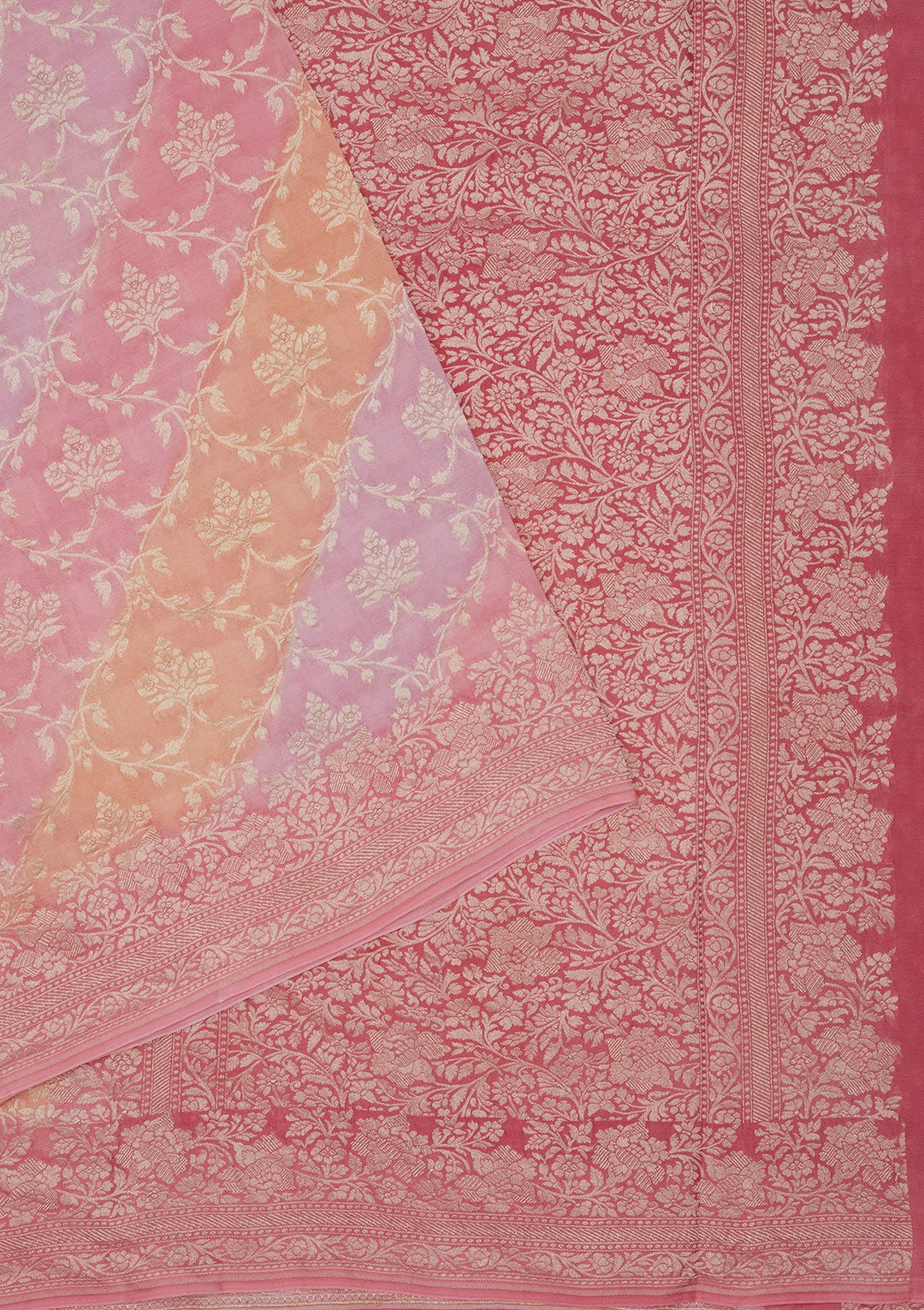 Baby Pink Zariwork Pure Silk Saree-Koskii