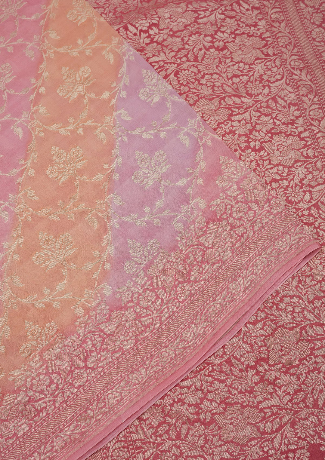 Baby Pink Zariwork Pure Silk Saree-Koskii