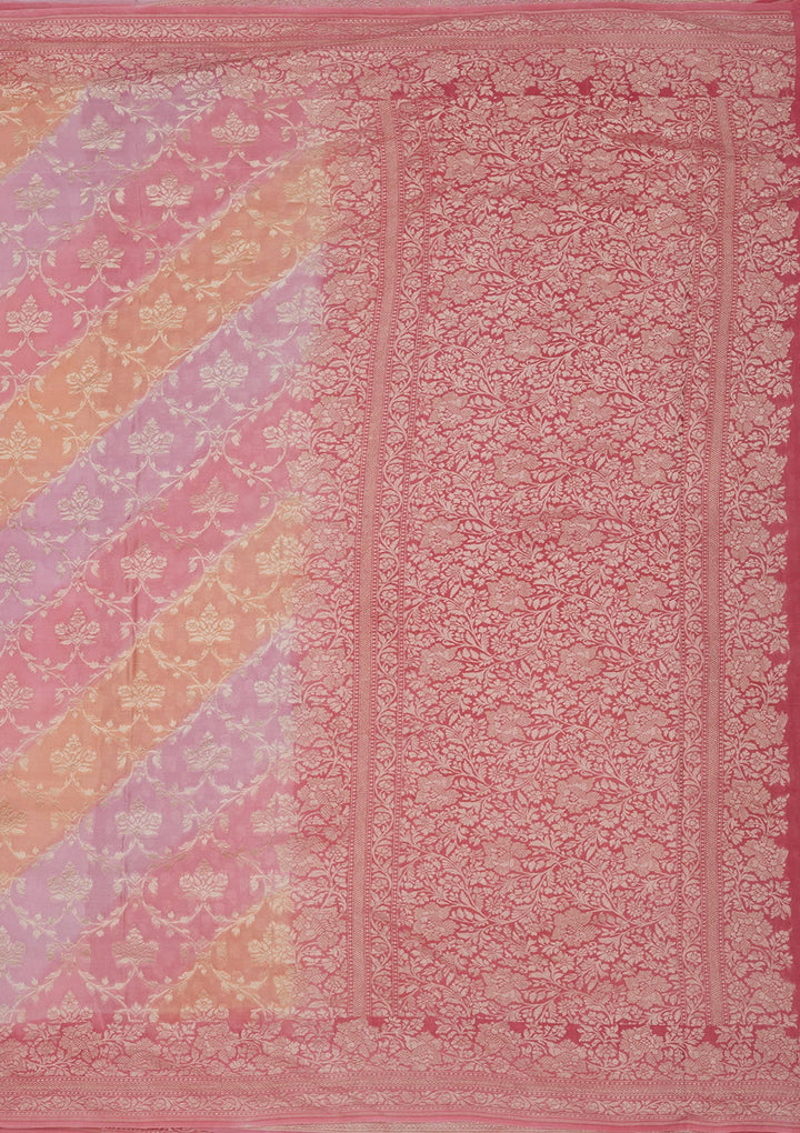 Baby Pink Zariwork Pure Silk Saree-Koskii