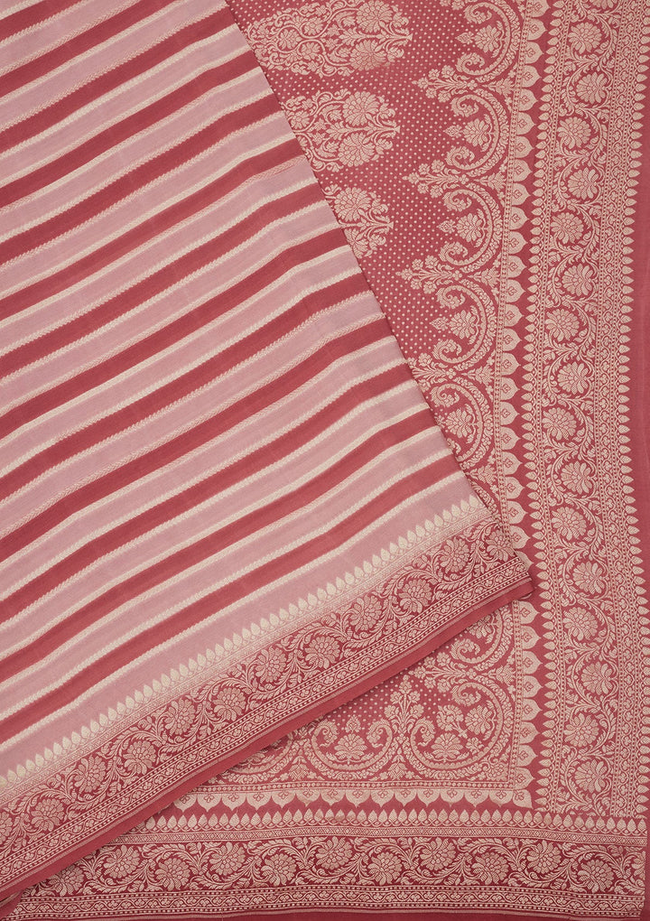 Baby Pink Zariwork Pure Silk Saree-Koskii