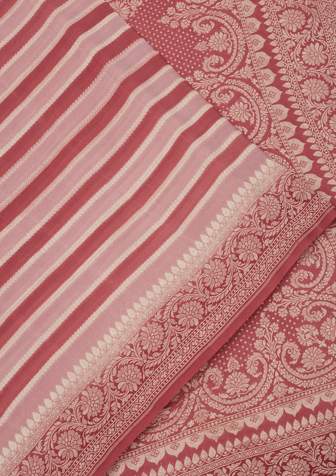 Baby Pink Zariwork Pure Silk Saree-Koskii