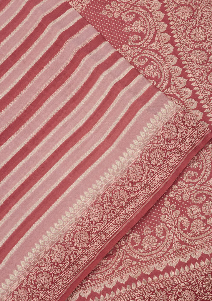 Baby Pink Zariwork Pure Silk Saree-Koskii