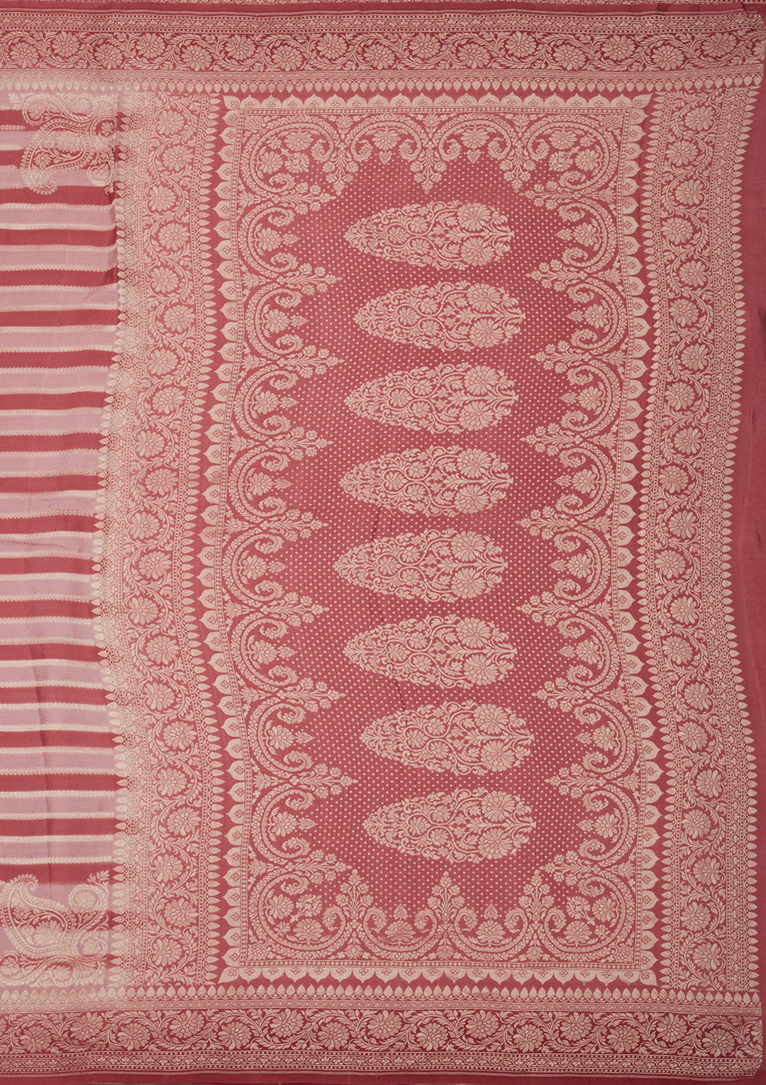 Baby Pink Zariwork Pure Silk Saree-Koskii