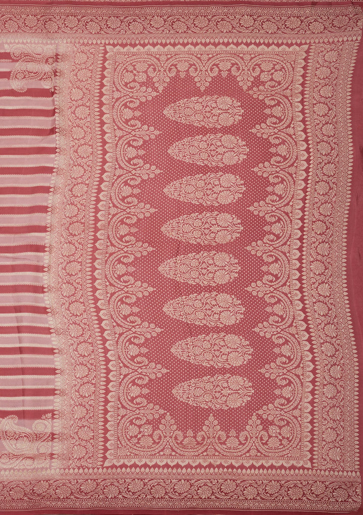Baby Pink Zariwork Pure Silk Saree-Koskii