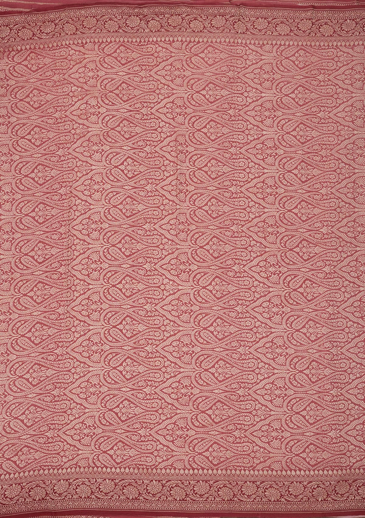 Baby Pink Zariwork Pure Silk Saree-Koskii