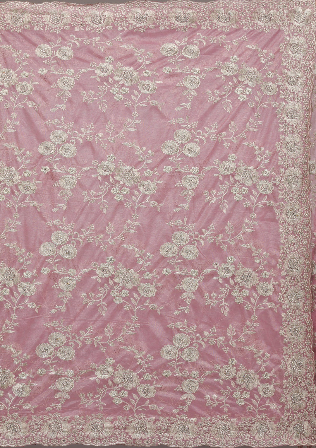 Baby Pink Zariwork Tissue Saree-Koskii