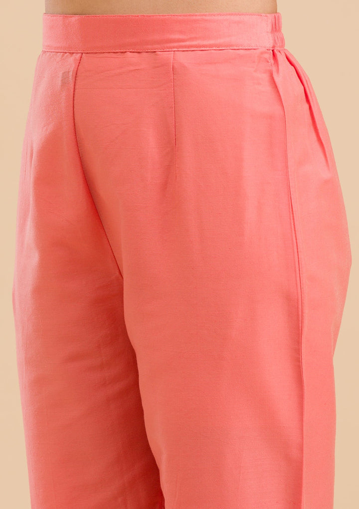 Pink Banarasi Cotton Readymade Salwar Kameez-Koskii