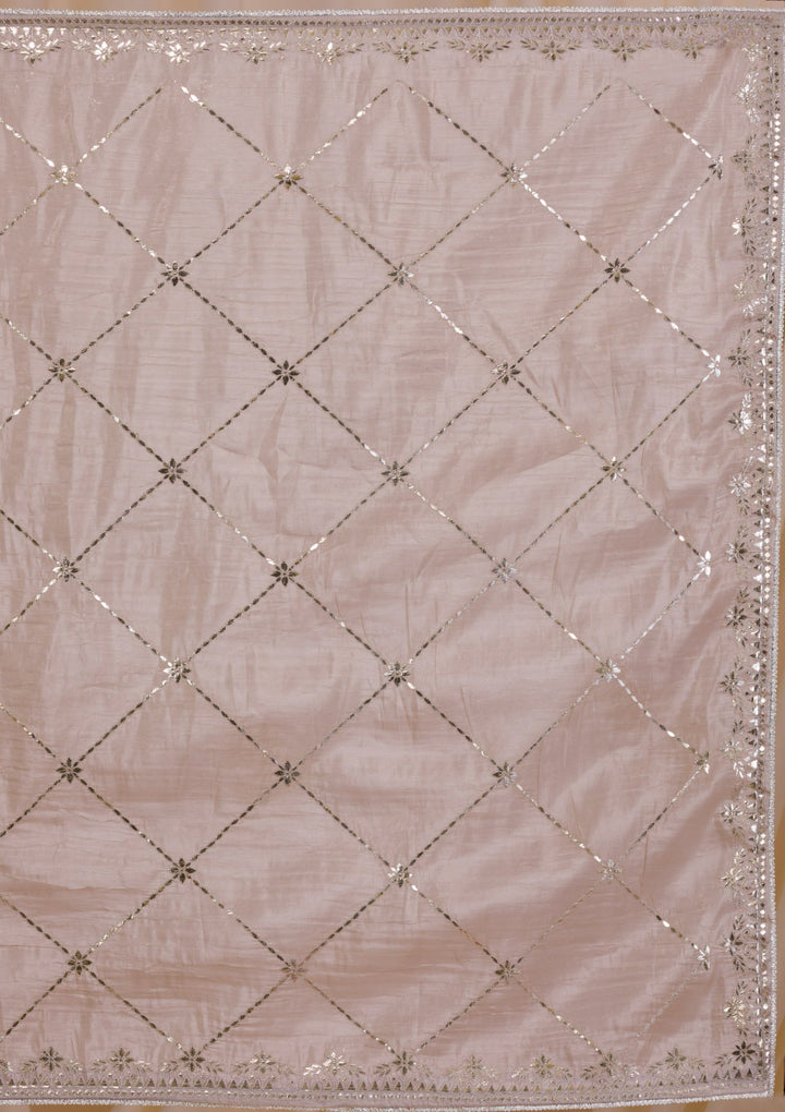 Beige Gotapatti Tissue Saree-Koskii