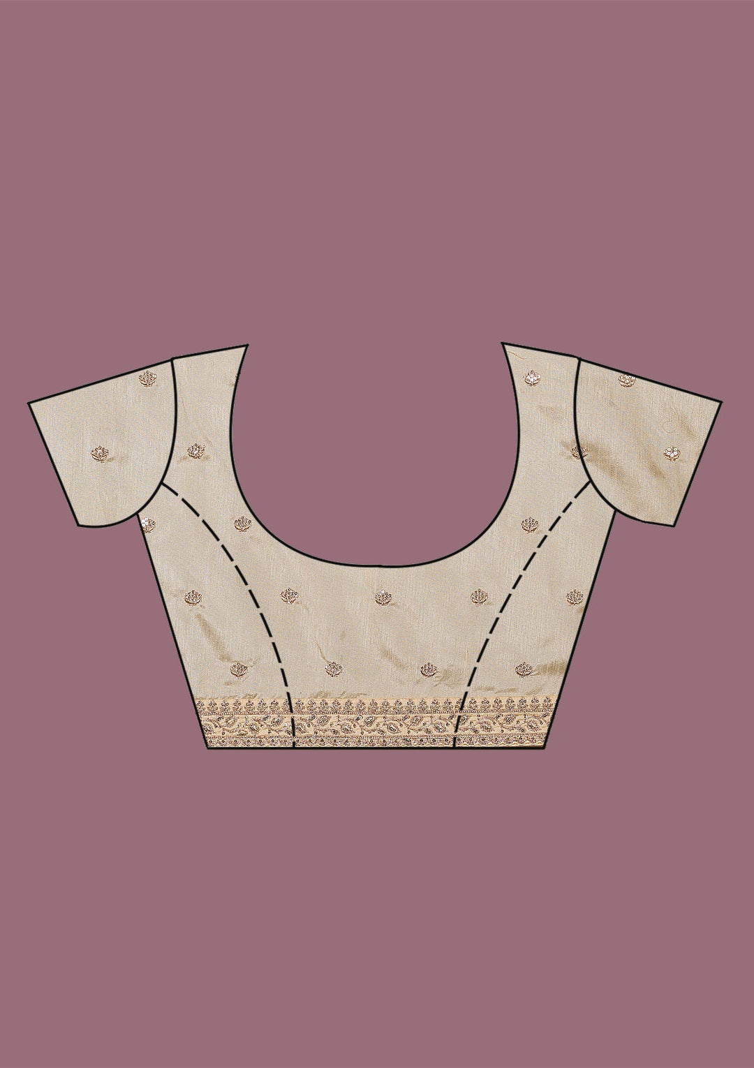 Beige Printed Georgette Saree-Koskii