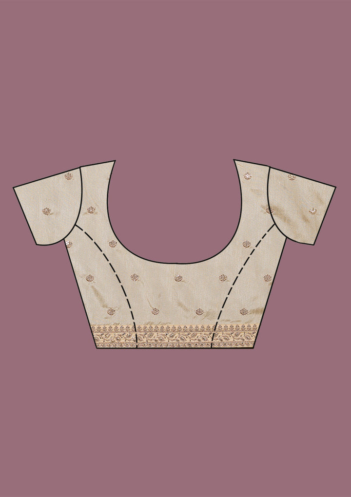 Beige Printed Georgette Saree-Koskii