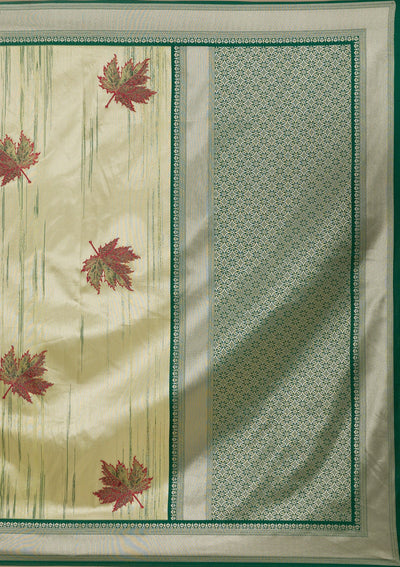 Beige Printed Soft Silk Saree-Koskii