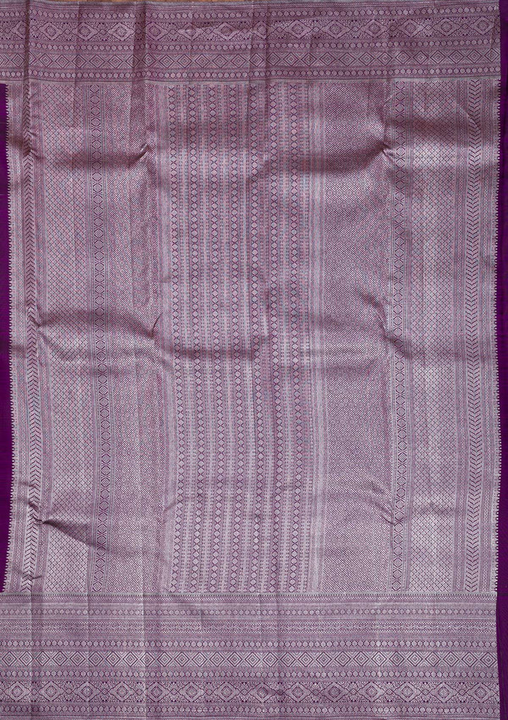 Beige Silver Zariwork Pure Silk Saree-Koskii