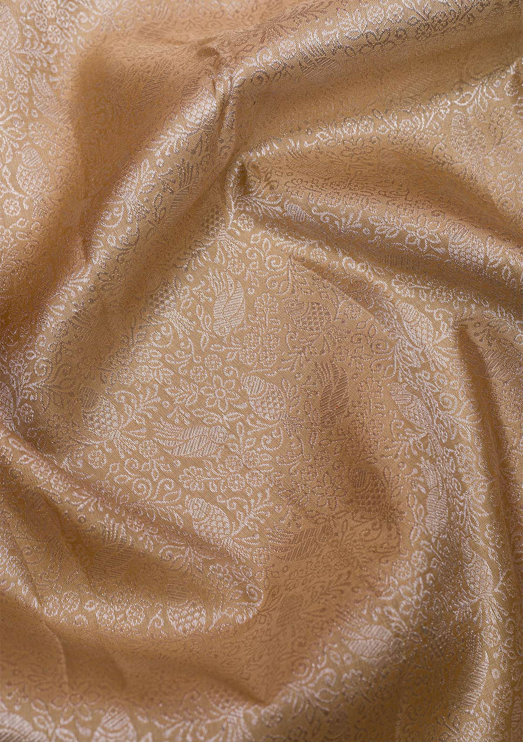 Beige Silver Zariwork Pure Silk Saree-Koskii
