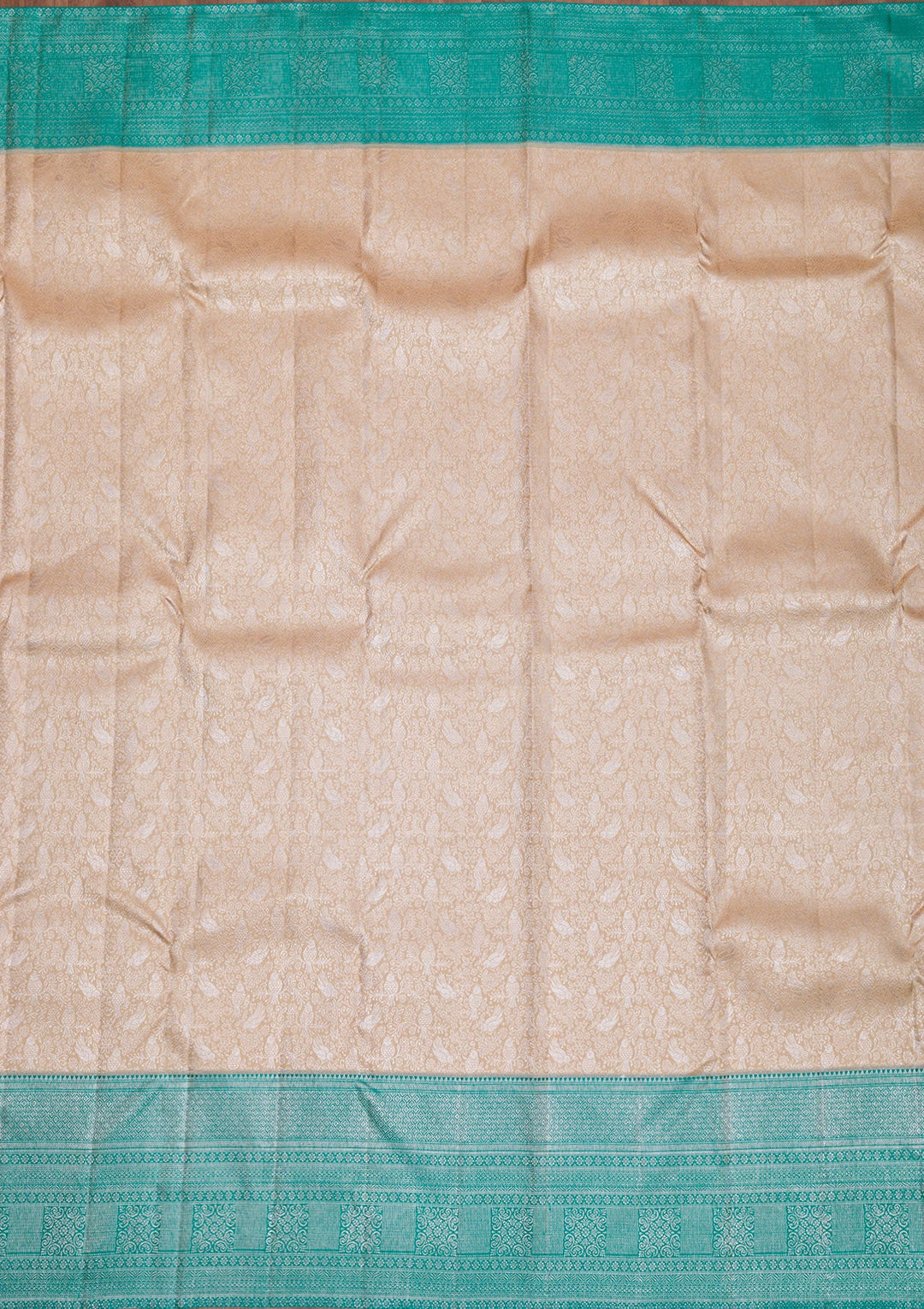 Beige Silver Zariwork Pure Silk Saree-Koskii