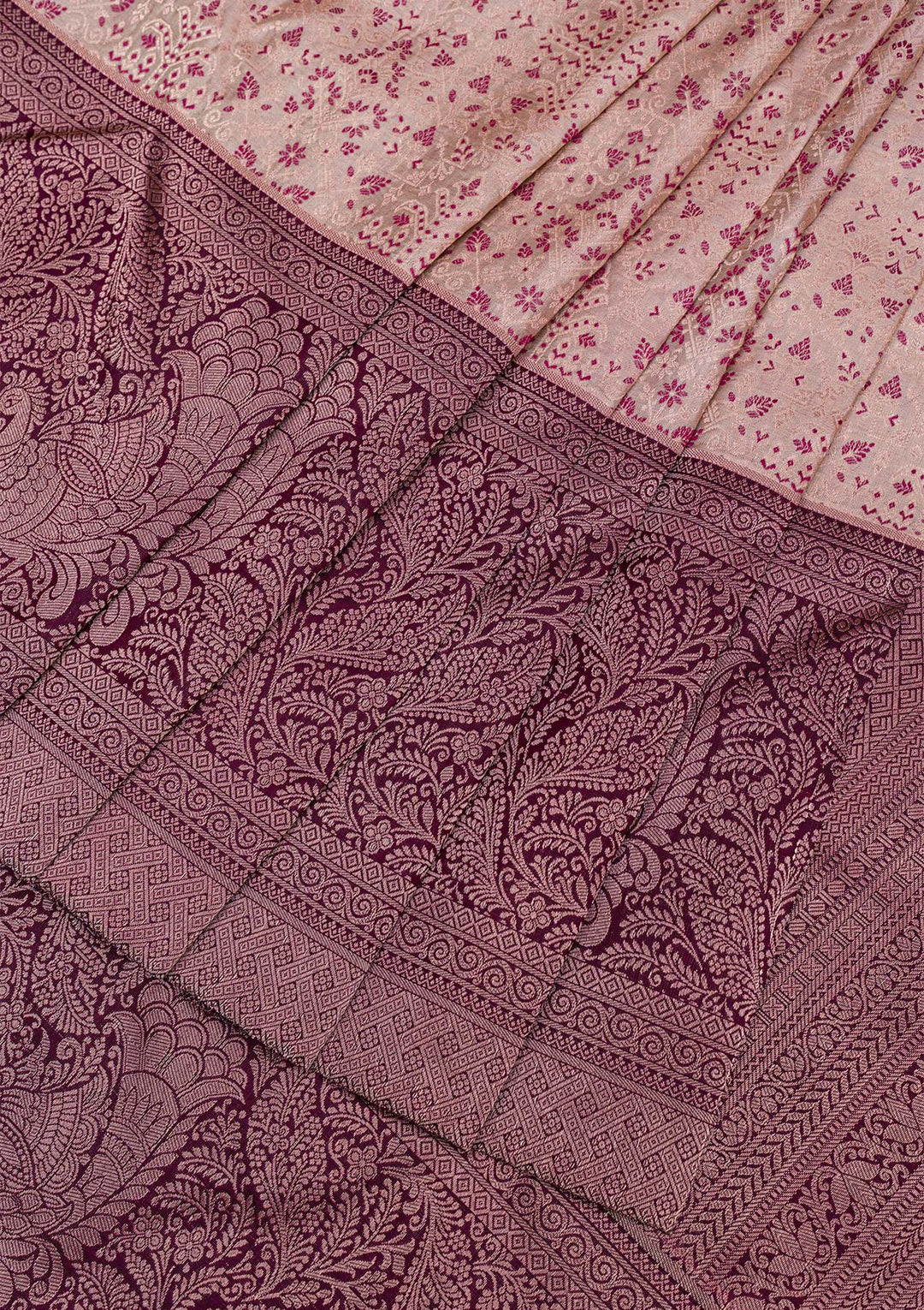 Beige Silver Zariwork Pure Silk Saree-Koskii