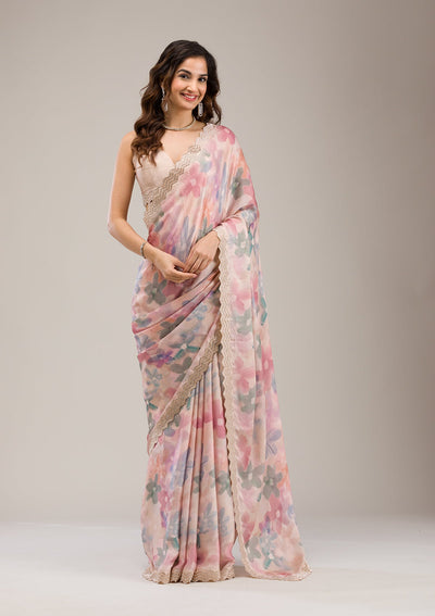 Beige Stonework Georgette Saree-Koskii