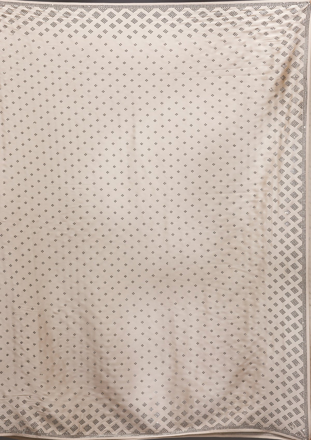 Beige Swarovski Crepe Saree-Koskii