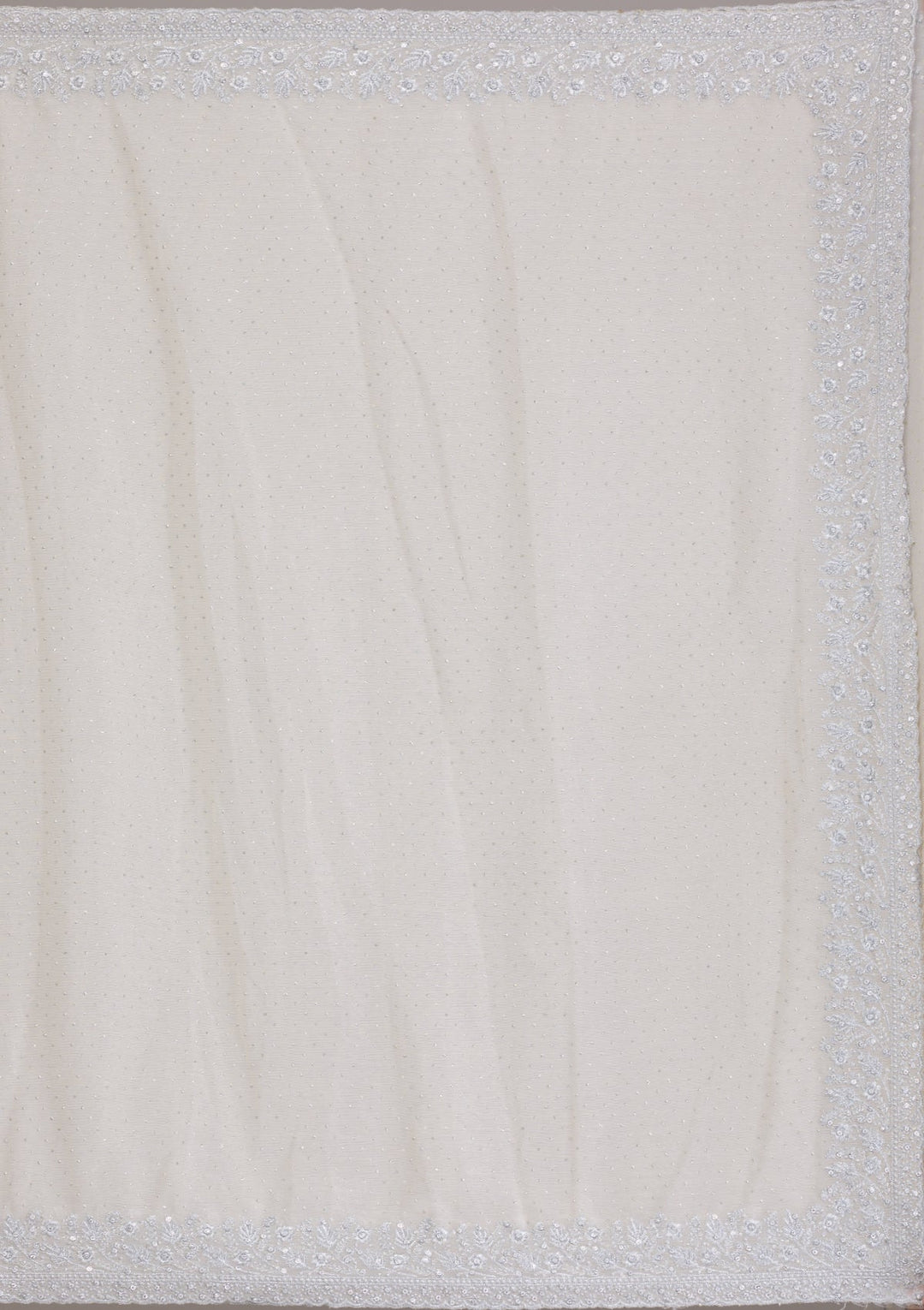 Beige Threadwork Georgette Saree-Koskii