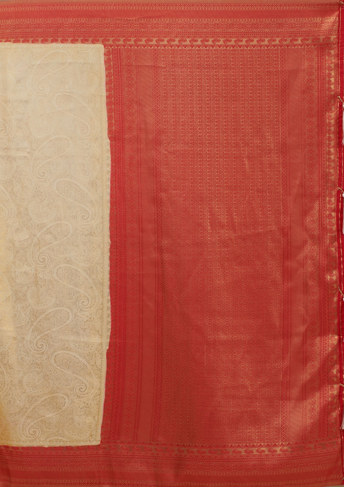 Beige Zariwork Art Silk Saree-Koskii