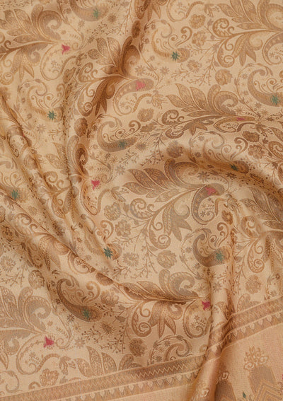 Beige Zariwork Art Silk Saree-Koskii