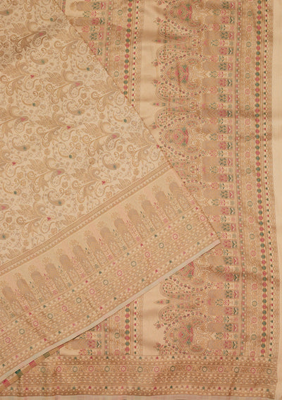 Beige Zariwork Art Silk Saree-Koskii