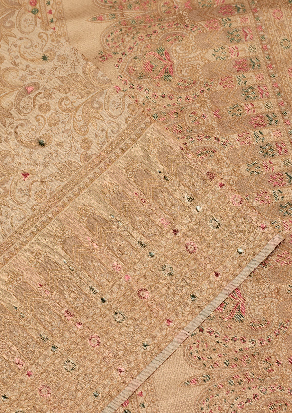 Beige Zariwork Art Silk Saree-Koskii