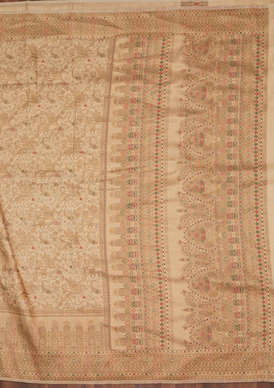 Beige Zariwork Art Silk Saree-Koskii