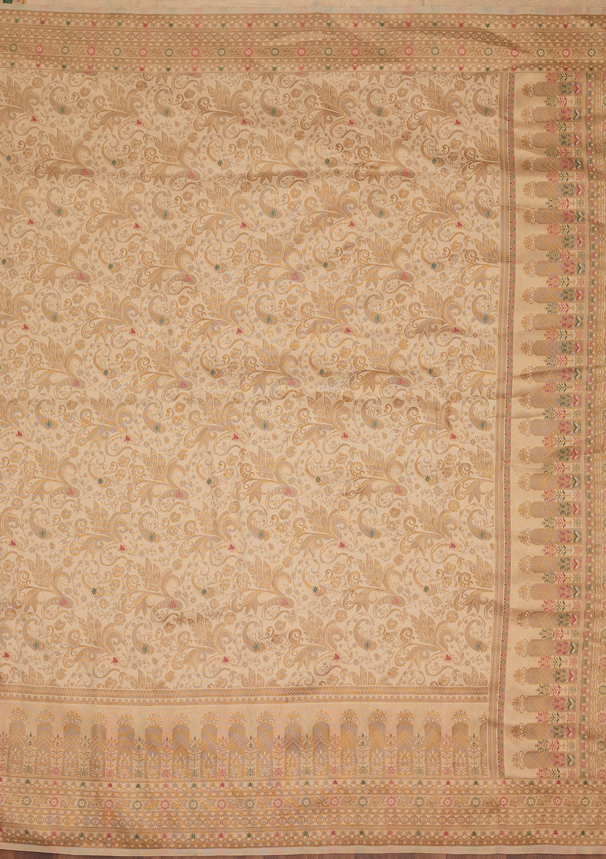 Beige Zariwork Art Silk Saree-Koskii