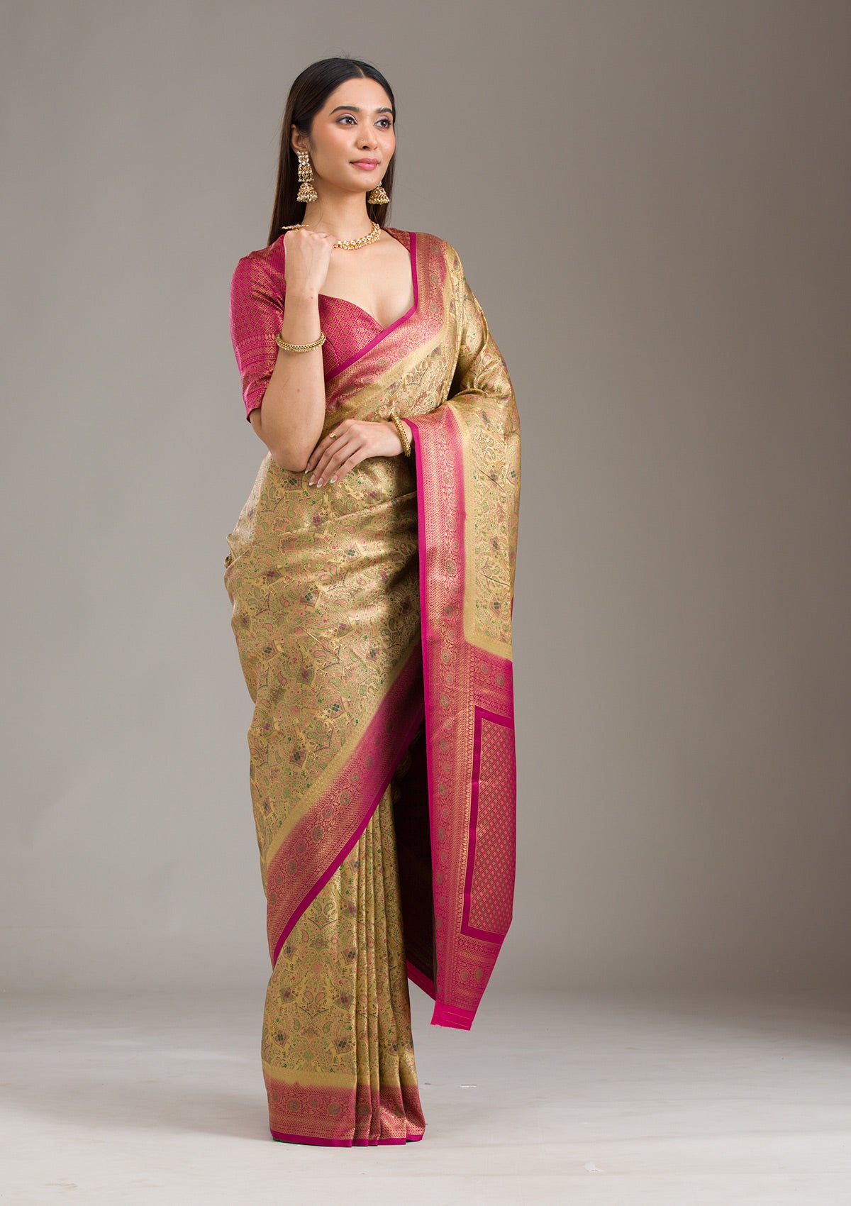 Beige Zariwork Art Silk Saree