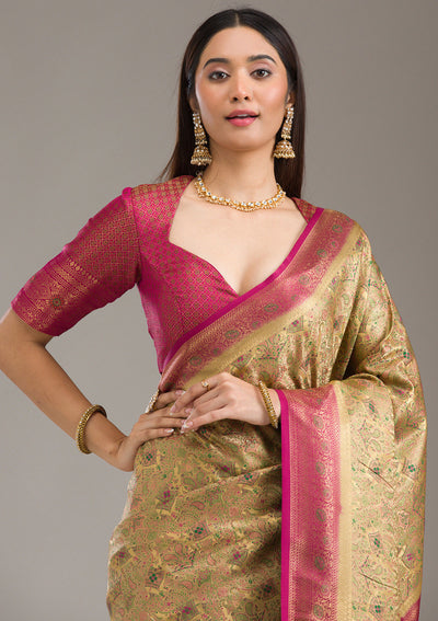 Beige Zariwork Art Silk Saree