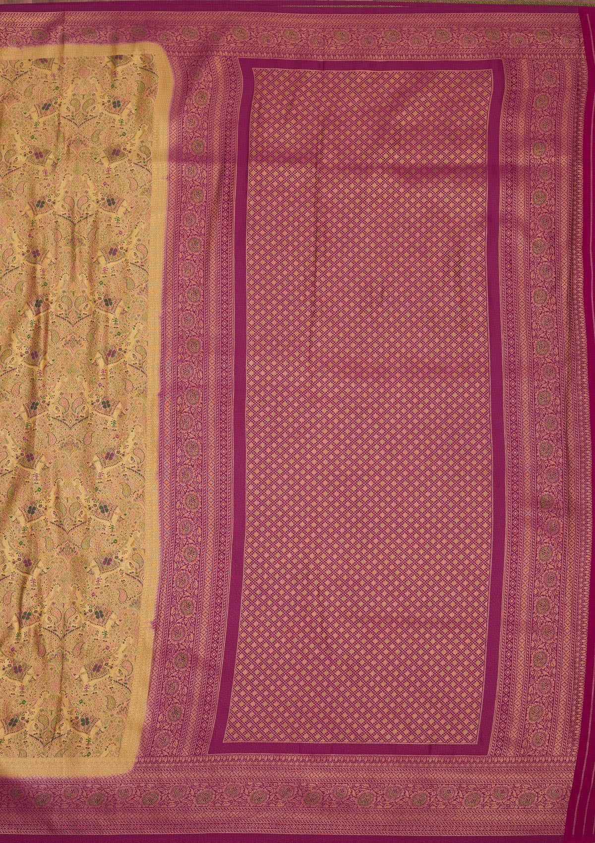 Beige Zariwork Art Silk Saree-Koskii