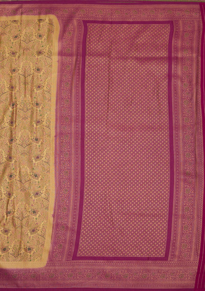 Beige Zariwork Art Silk Saree-Koskii