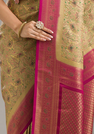 Beige Zariwork Art Silk Saree