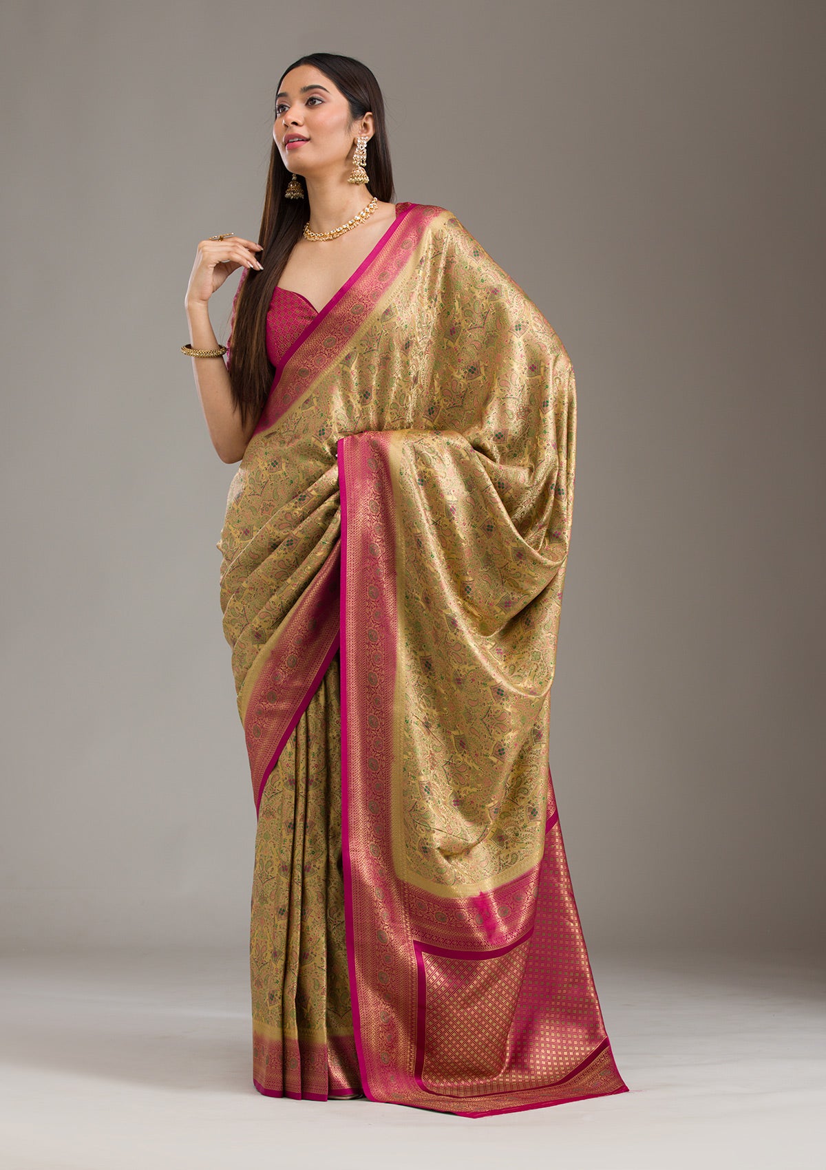 Beige Zariwork Art Silk Saree