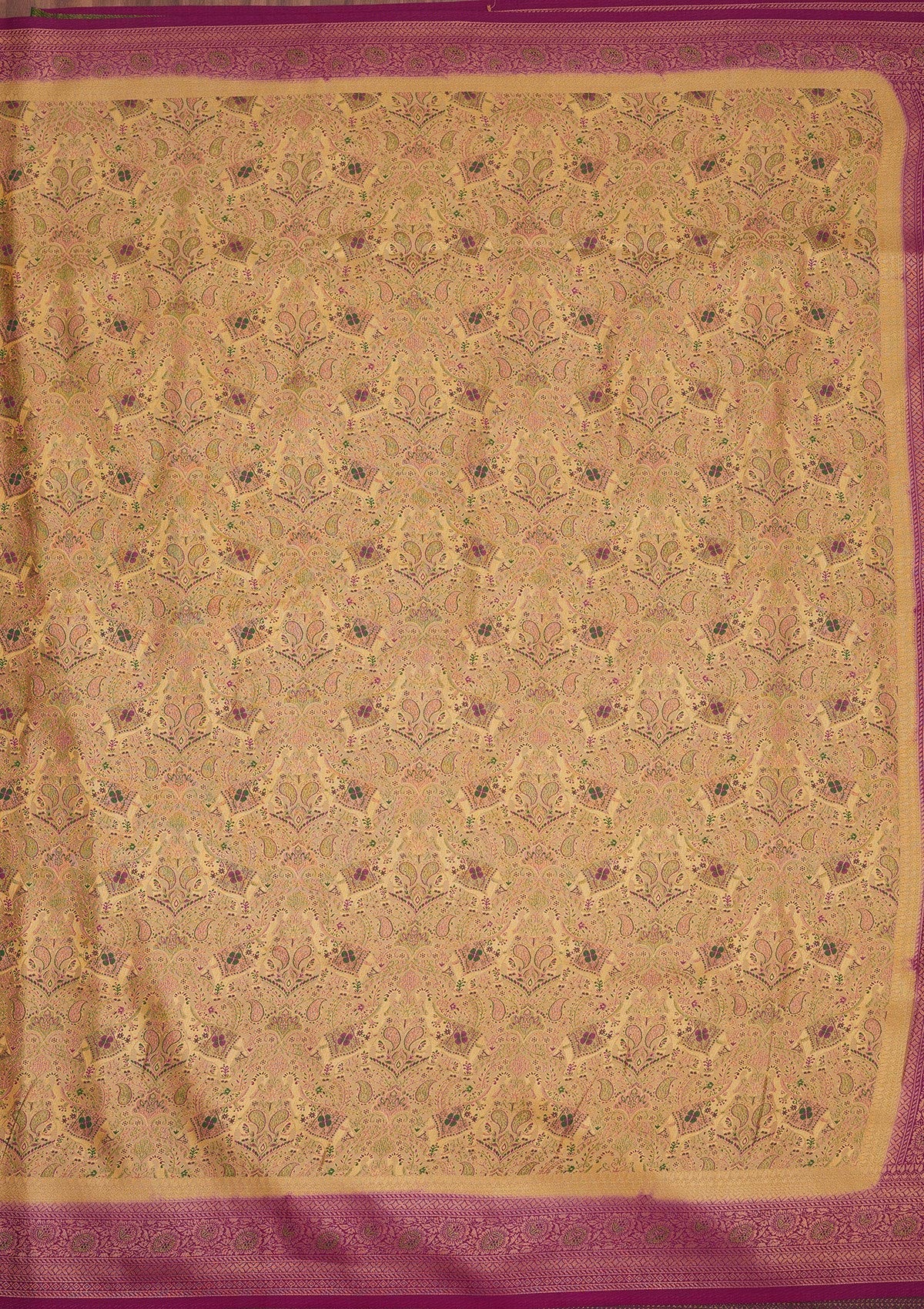 Beige Zariwork Art Silk Saree-Koskii