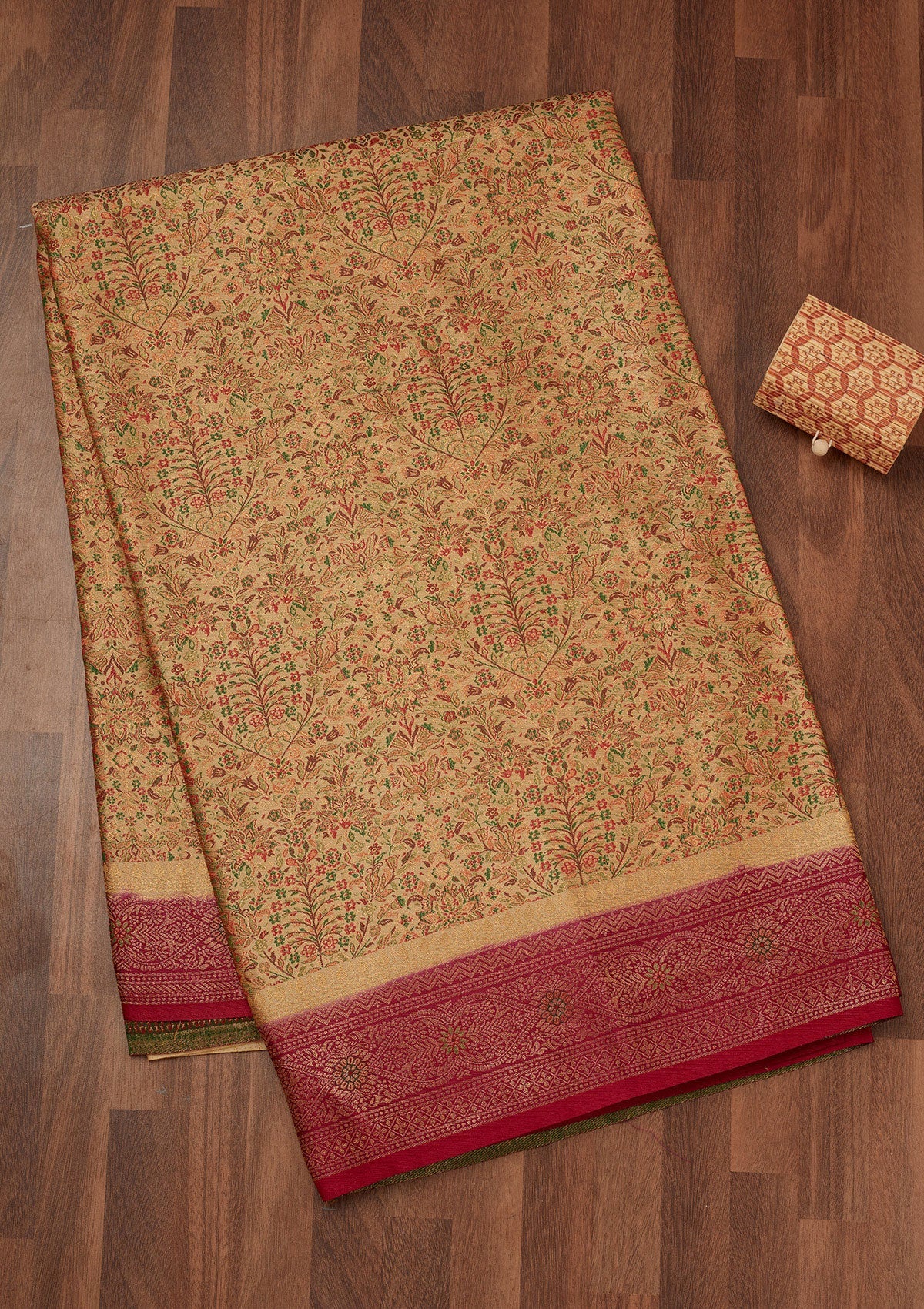 Beige Zariwork Art Silk Saree-Koskii