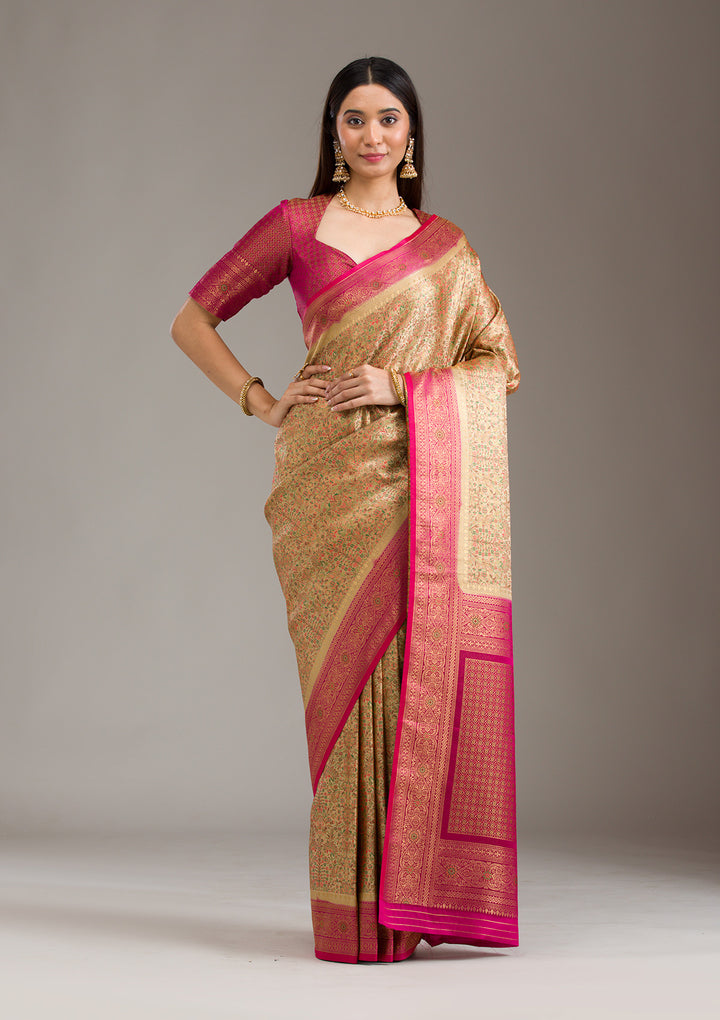 Beige Zariwork Art Silk Saree