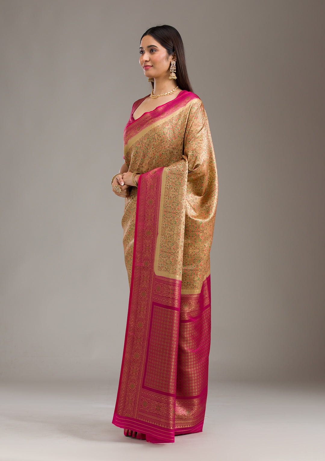 Beige Zariwork Art Silk Saree