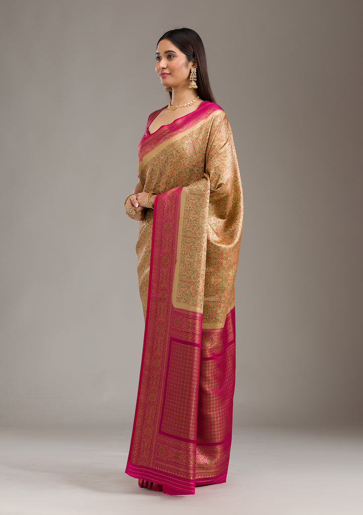 Beige Zariwork Art Silk Saree