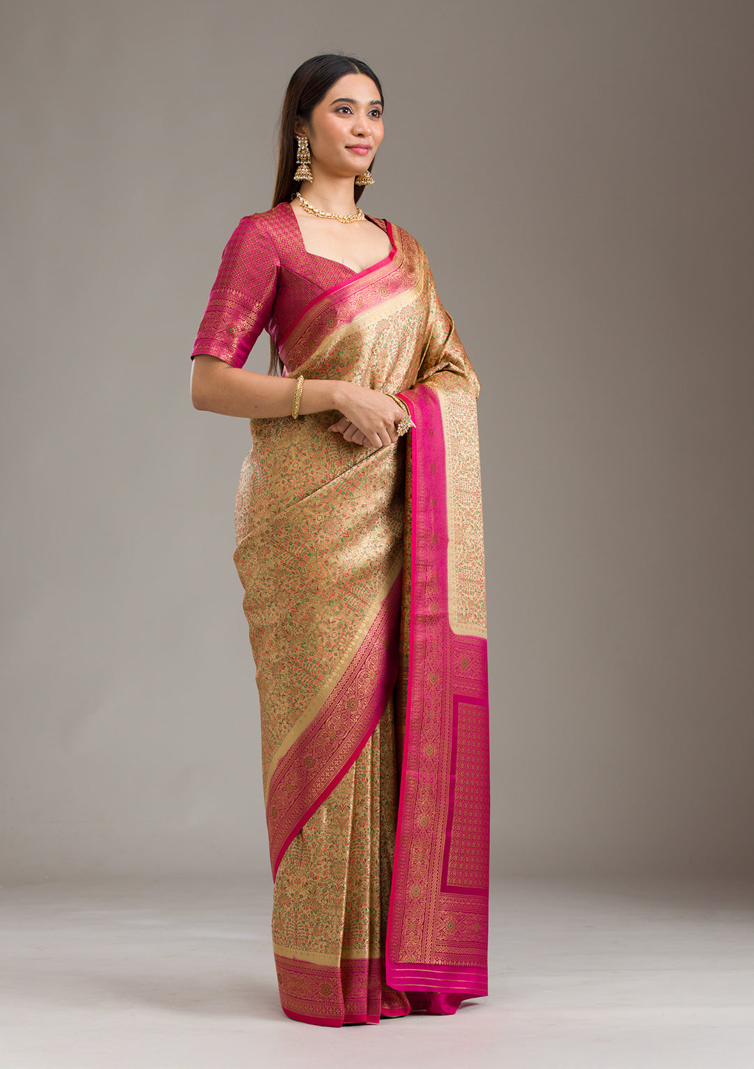 Beige Zariwork Art Silk Saree