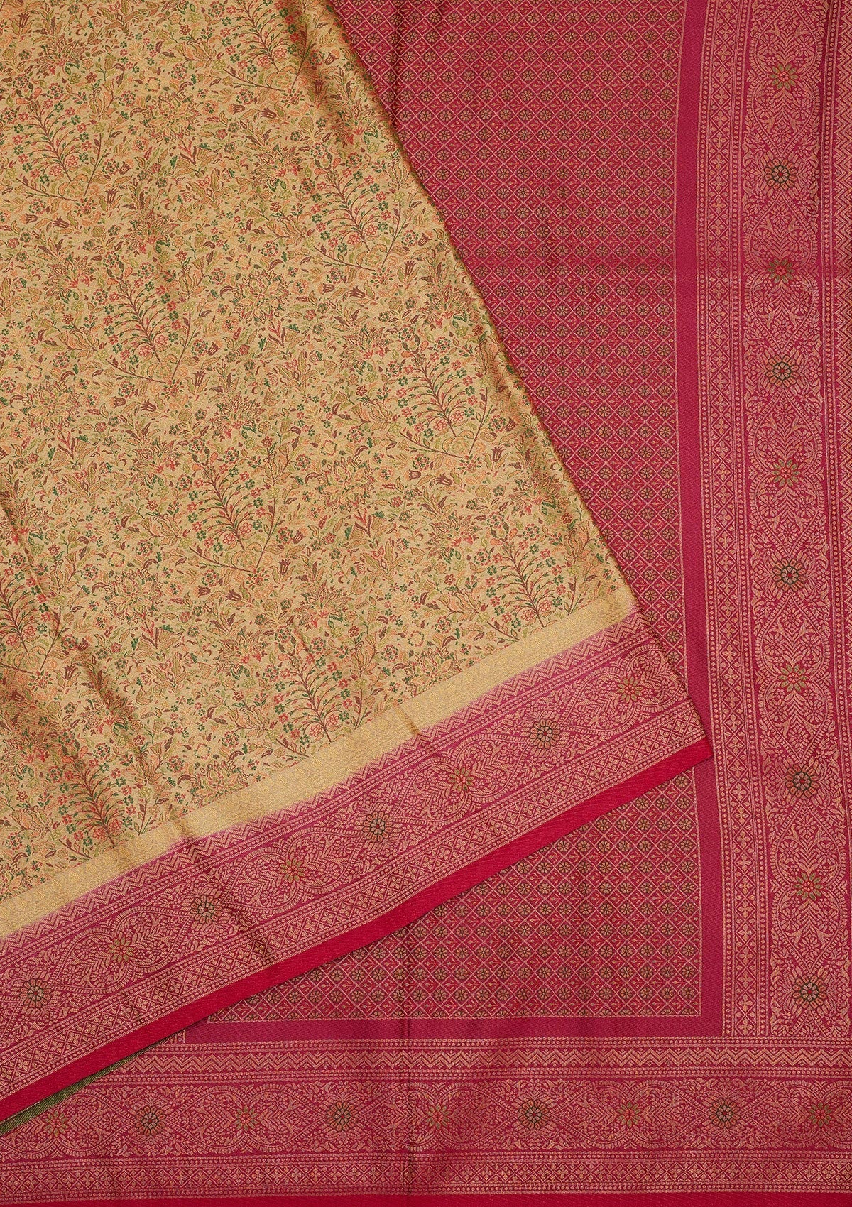 Beige Zariwork Art Silk Saree-Koskii