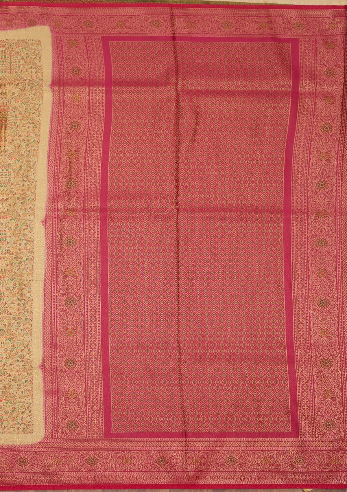 Beige Zariwork Art Silk Saree-Koskii