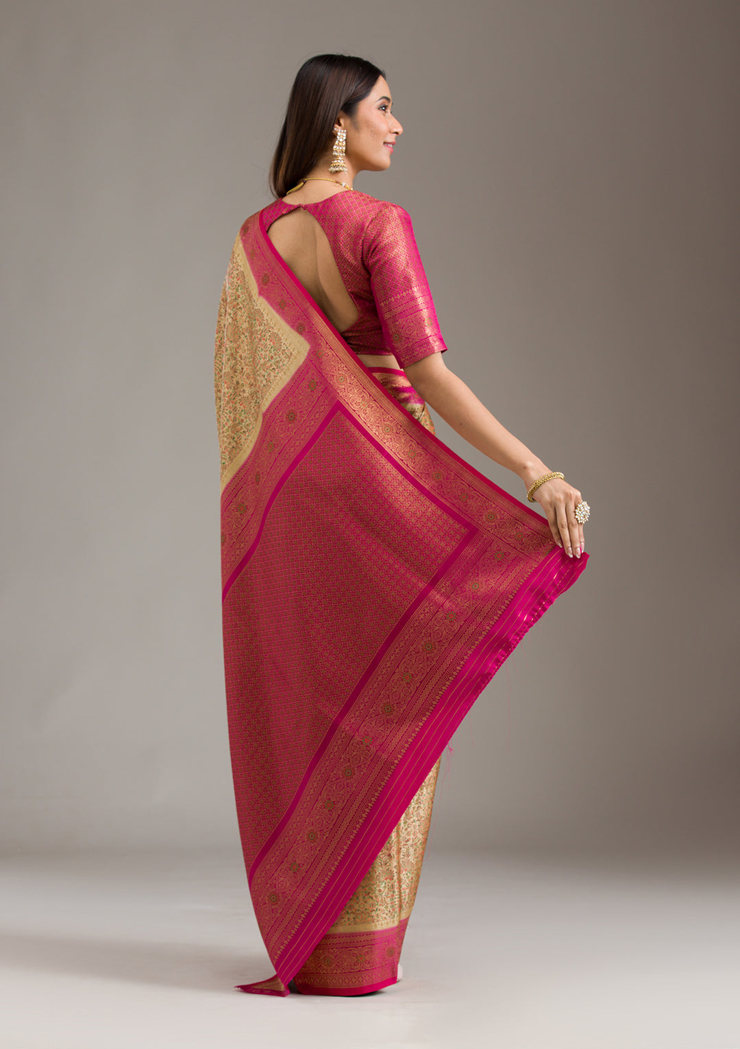 Beige Zariwork Art Silk Saree