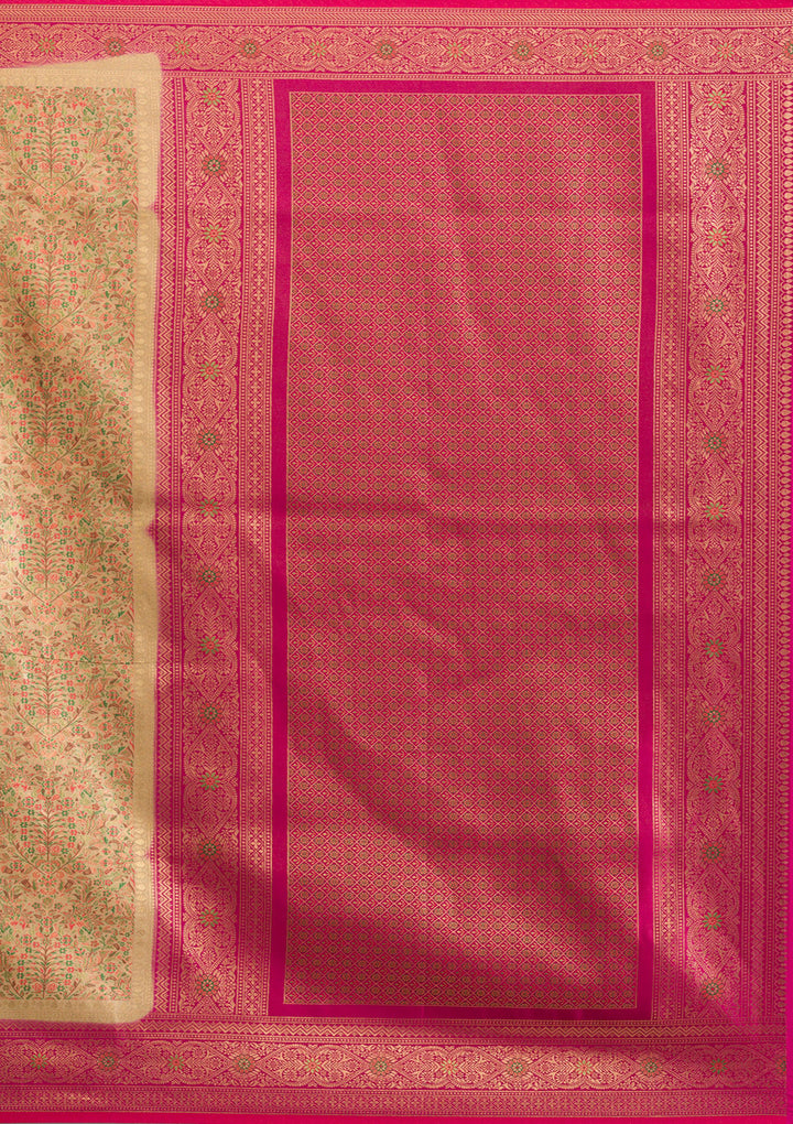 Beige Zariwork Art Silk Saree