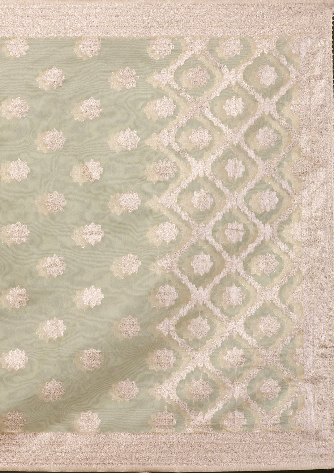 Beige Zariwork Banarasi Readymade Sharara Kameez